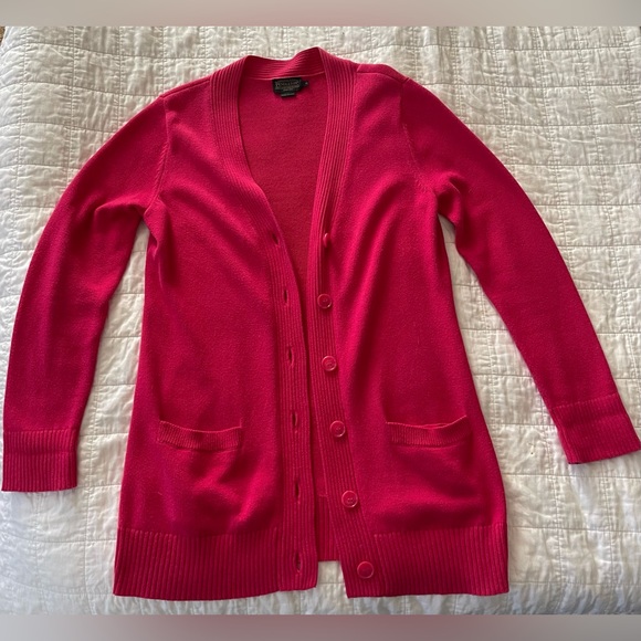 Pendleton Long Pink Cardigan Sweater Size Medium Cotton Pockets Cozy Duster - Picture 1 of 3